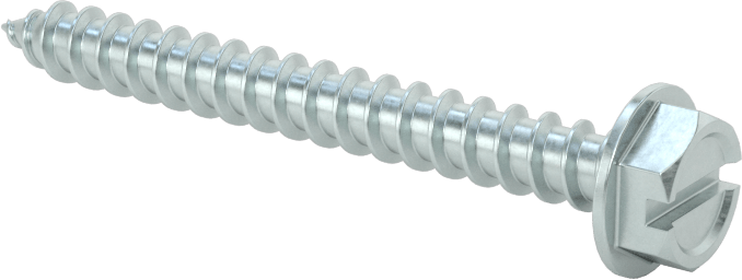 Çinko Kaplı Çelik Flanşlı Altıgen Başlı Vidalar, Sac Metal için, 10 Numaralı Boyut, 1-3/4" Uzunluk