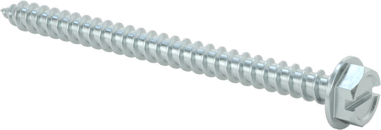 Çinko Kaplı Çelik Flanşlı Altıgen Başlı Vidalar, Sac Metal için, 10 Numaralı Boyut, 2-1/2" Uzunluk