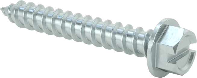 Çinko Kaplı Çelik Flanşlı Altıgen Başlı Vidalar, Sac Metal için, 12 Numaralı Boyut, 1-1/2" Uzunluk