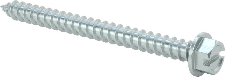 Çinko Kaplı Çelik Flanşlı Altıgen Başlı Vidalar, Sac Metal için, 12 Numaralı Boyut, 2-1/2" Uzunluk