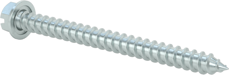 Çinko Kaplı Çelik Flanşlı Altıgen Başlı Vidalar, Sac Metal için, 12 Numaralı Boyut, 2-1/2" Uzunluk
