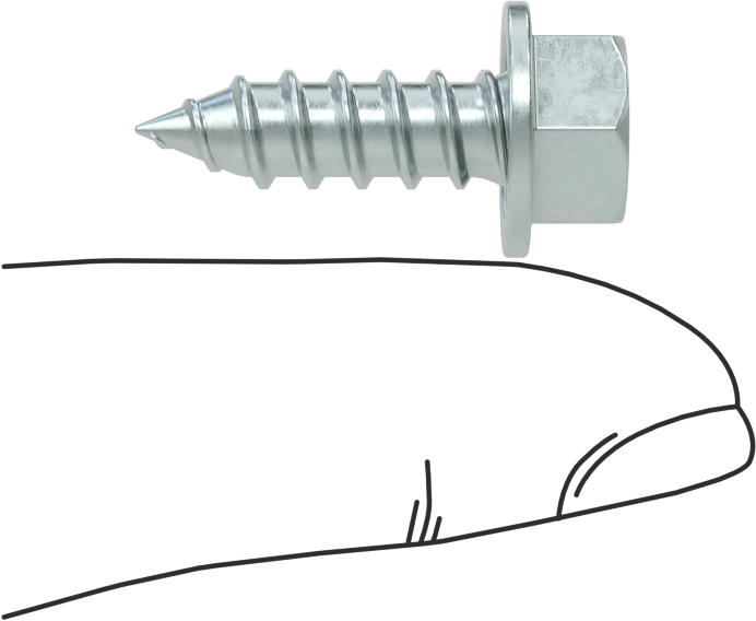 Çinko Kaplı Çelik Flanşlı Altıgen Başlı Vidalar, Sac Metal için, 14 Numaralı Boyut, 3/4" Uzunluk