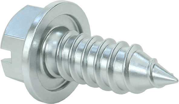 Çinko Kaplı Çelik Flanşlı Altıgen Başlı Vidalar, Sac Metal için, 3/8" Boyut, 1" Uzunluk