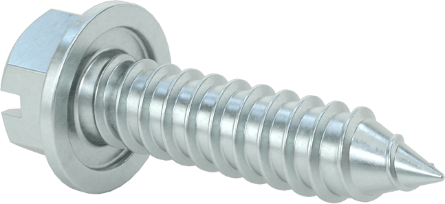 Çinko Kaplı Çelik Flanşlı Altıgen Başlı Vidalar, Sac Metal için, 3/8" Boyut, 1-1/2" Uzunluk