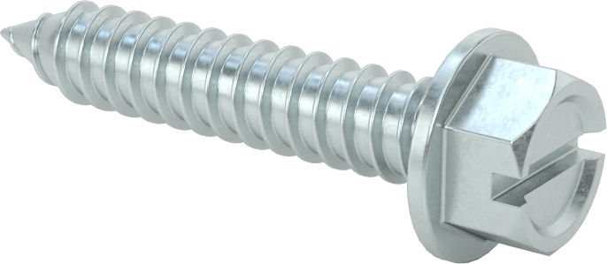 Çinko Kaplı Çelik Flanşlı Altıgen Başlı Vidalar, Sac Metal için, 3/8" Boyut, 2" Uzunluk