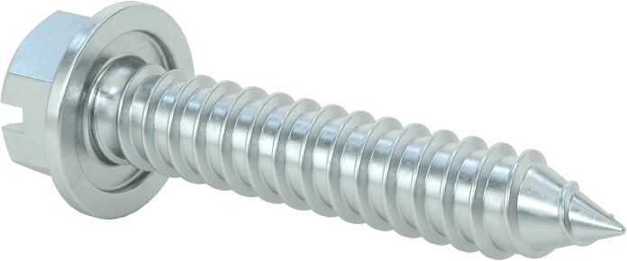 Çinko Kaplı Çelik Flanşlı Altıgen Başlı Vidalar, Sac Metal için, 3/8" Boyut, 2" Uzunluk