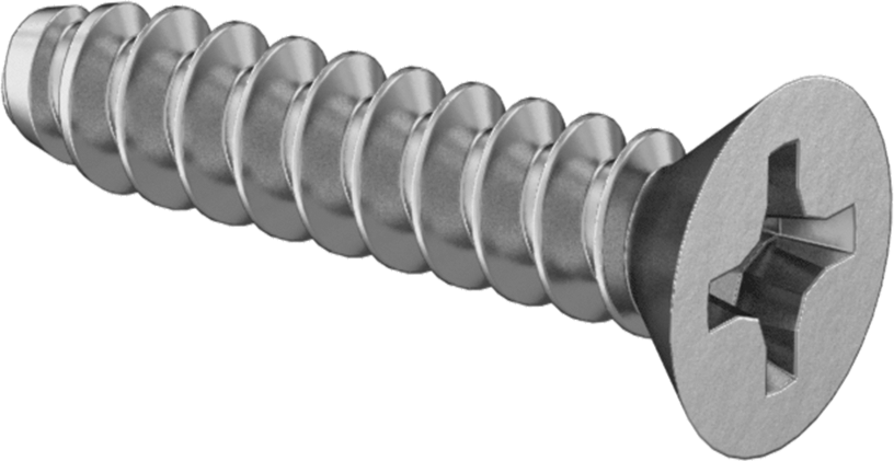 Çinko Kaplı Çelik Düz Başlı Künt Vidalar, Sac Metal için, Numara 6 Boyut, 5/8" Uzunluk