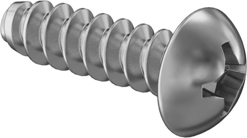 Çinko Kaplı Çelik Yuvarlak Başlı Künt Vidalar, Sac Metal için, 4 Numara Boyut, 3/8" Uzunluk