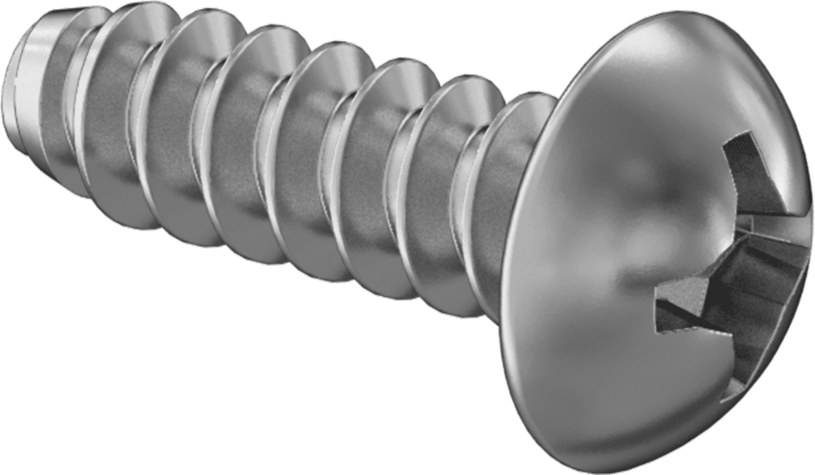 Çinko Kaplı Çelik Yuvarlak Başlı Künt Vidalar, Sac Metal için, Numara 8 Boyut, 1/2" Uzunluk