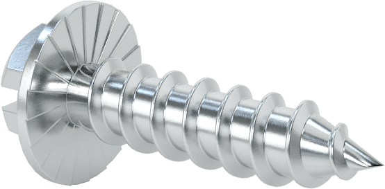Çinko Kaplı Çelik Tırtıklı Flanşlı Delme Vidaları, Sac Metal için, 10 Numaralı Boyut, 3/4" Uzunluk