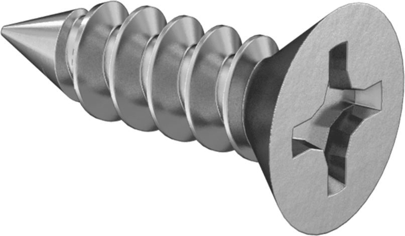 18-8 Paslanmaz Çelik Metal için Phillips Düz Başlı Vidalar, 4 Numara Boyut, 3/8" Uzunluk