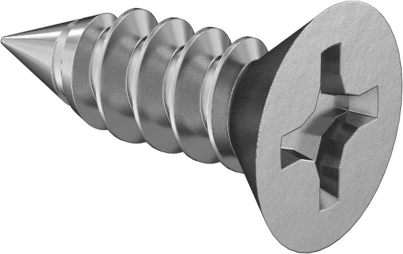 18-8 Paslanmaz Çelik Metal için Phillips Düz Başlı Vidalar, Numara 8 Boyut, 1/2" Uzunluk