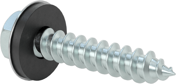 Titreşim Sönümleyici Altıgen Başlı Vidalar, Sac Metal için, Çinko Kaplı Çelik, 14 Numaralı Boyut, 1-1/4" Uzunluk