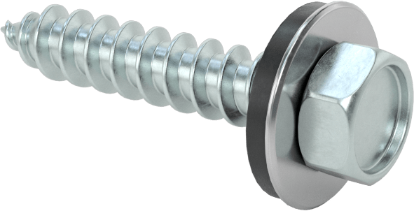 Titreşim Sönümleyici Altıgen Başlı Vidalar, Sac Metal için, Çinko Kaplı Çelik, 14 Numaralı Boyut, 1-1/4" Uzunluk