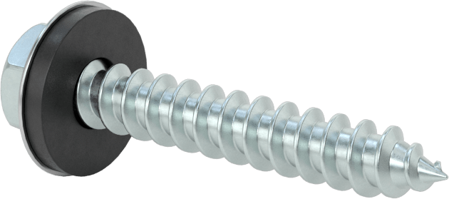 Titreşim Sönümleyici Altıgen Başlı Vidalar, Sac Metal için, Çinko Kaplı Çelik, 14 Numaralı Boyut, 1-1/2" Uzunluk