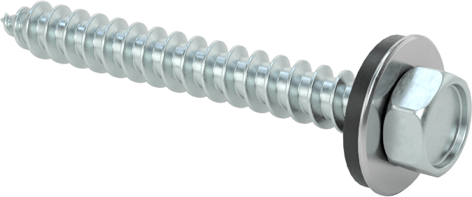 Titreşim Sönümleyici Altıgen Başlı Vidalar, Sac Metal için, Çinko Kaplı Çelik, 14 Numaralı Boyut, 2" Uzunluk