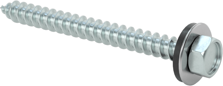 Titreşim Sönümleyici Altıgen Başlı Vidalar, Sac Metal için, Çinko Kaplı Çelik, 14 Numaralı Boyut, 2-1/2" Uzunluk