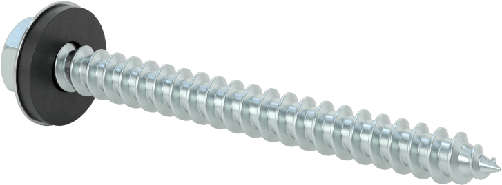 Titreşim Sönümleyici Altıgen Başlı Vidalar, Sac Metal için, Çinko Kaplı Çelik, 14 Numaralı Boyut, 2-1/2" Uzunluk