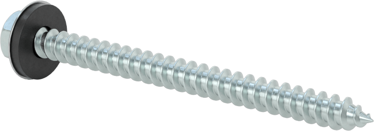 Titreşim Sönümleyici Altıgen Başlı Vidalar, Sac Metal için, Çinko Kaplı Çelik, 14 Numaralı Boyut, 3" Uzunluk