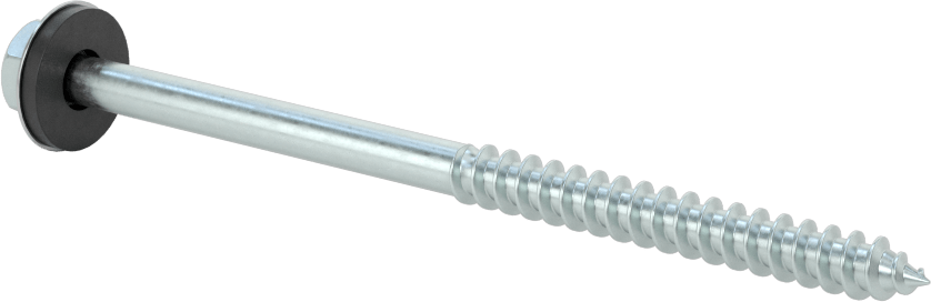 Titreşim Sönümleyici Altıgen Başlı Vidalar, Sac Metal için, Çinko Kaplı Çelik, 14 Numaralı Boyut, 4" Uzunluk