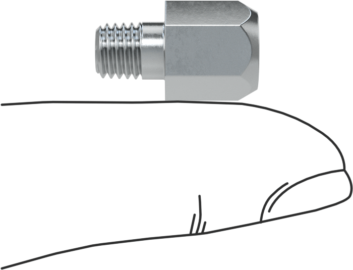 Gres Bağlantı Adaptörü, 65 Derece, 1/4“-28 SAE-LT Erkek x 1/4”-28 UNF Dişi, Çelik
