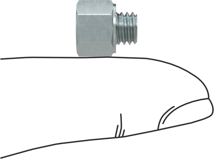 Gres Bağlantı Adaptörü, Düz, M6 x 1,00 mm Erkek x 1/4"-28 UNF Dişi, Çelik