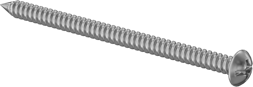 Kombine Yivli/Phillips Yuvarlak Başlı Vidalar, Sac Metal için, Çelik, 10 Numaralı Boyut, 3" Uzunluk
