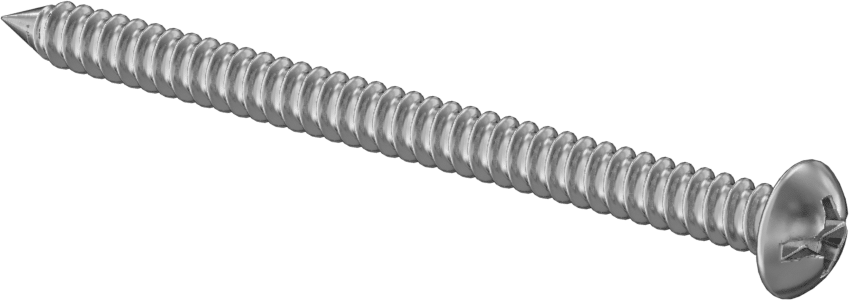 Kombine Yivli/Phillips Yuvarlak Başlı Vidalar, Sac Metal için, Çelik, 12 Numaralı Boyut, 3" Uzunluk