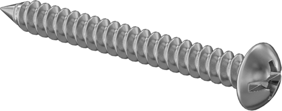 Kombine Yivli/Phillips Yuvarlak Başlı Vidalar, Sac Metal için, Çelik, Numara 6 Boyut, 1-1/4" Uzunluk