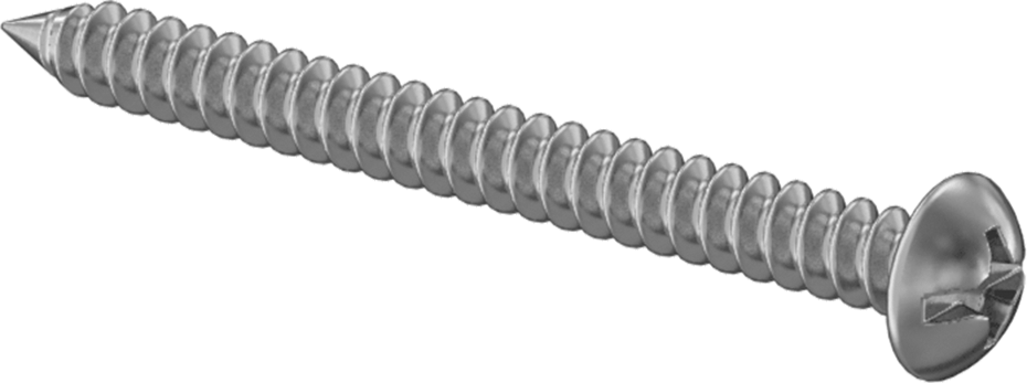 Kombine Yivli/Phillips Yuvarlak Başlı Vidalar, Sac Metal için, Çelik, Numara 6 Boyut, 1-1/2" Uzunluk