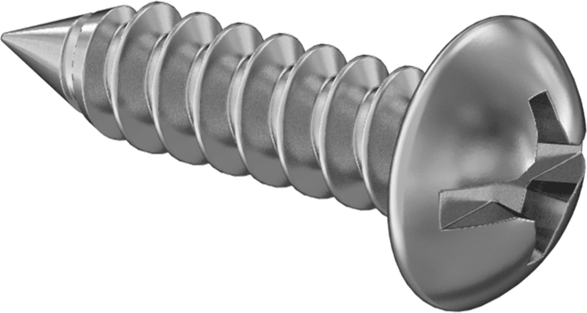 Kombine Yivli/Phillips Yuvarlak Başlı Vidalar, Sac Metal için, Çelik, Numara 8 Boyut, 5/8" Uzunluk