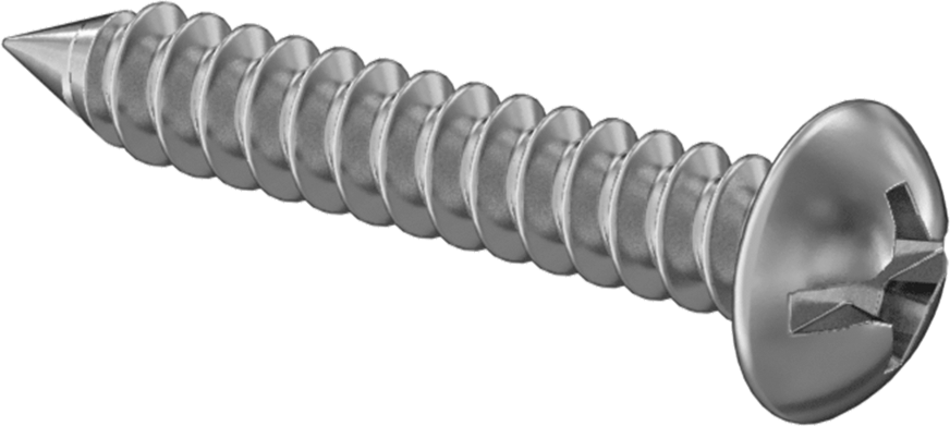 Kombine Yivli/Phillips Yuvarlak Başlı Vidalar, Sac Metal için, Çelik, Numara 8 Boyut, 1" Uzunluk