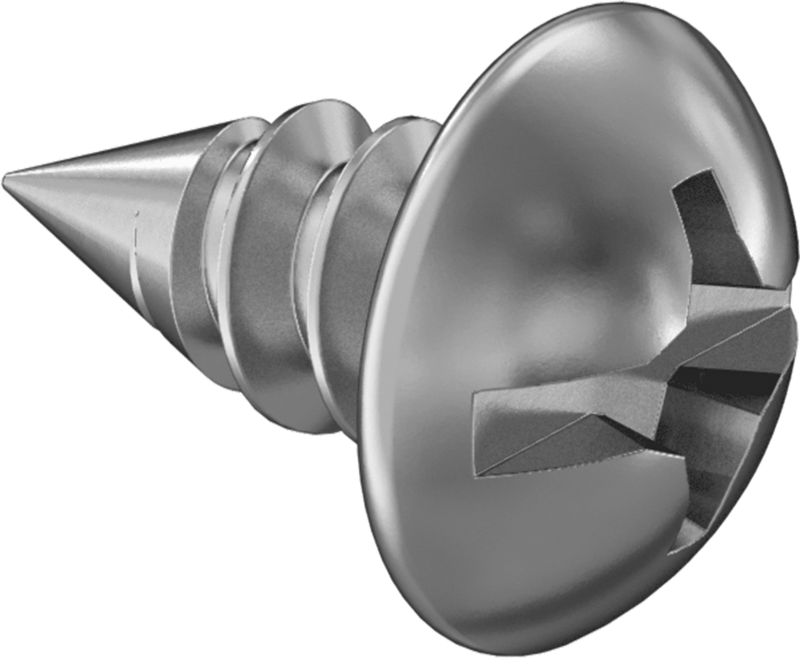 Kombine Yivli/Phillips Yuvarlak Başlı Vidalar, Sac Metal için, Çelik, 10 Numaralı Boyut, 3/8" Uzunluk