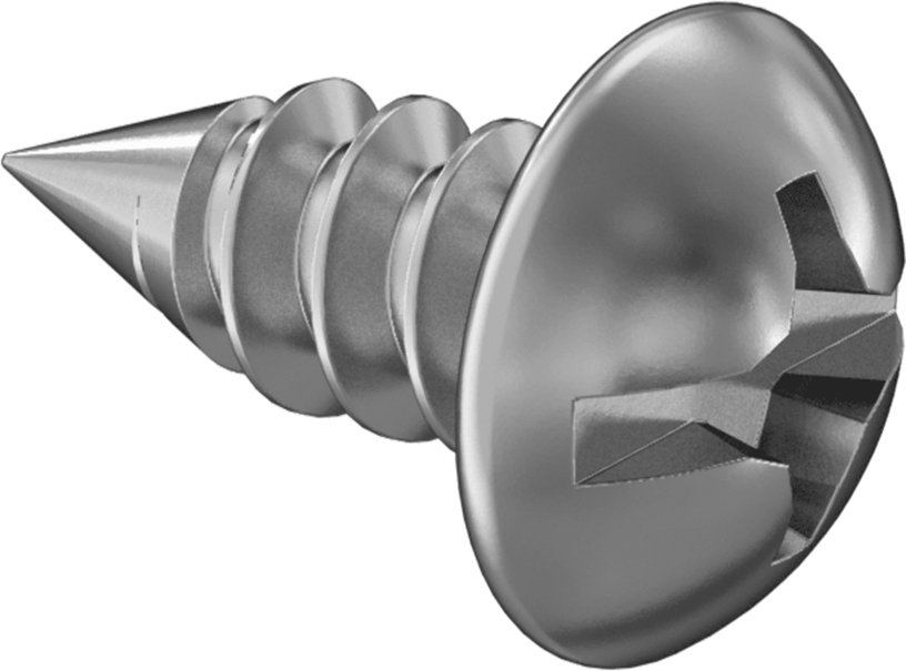 Kombine Yivli/Phillips Yuvarlak Başlı Vidalar, Sac Metal için, Çelik, 12 Numaralı Boyut, 1/2" Uzunluk