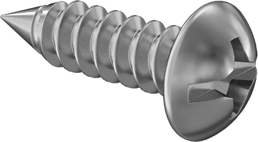 Kombine Yivli/Phillips Yuvarlak Başlı Vidalar, Sac Metal için, Çelik, 12 Numaralı Boyut, 3/4" Uzunluk