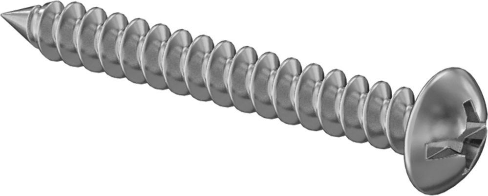 Kombine Yivli/Phillips Yuvarlak Başlı Vidalar, Sac Metal için, Çelik, 14 Numaralı Boyut, 2" Uzunluk