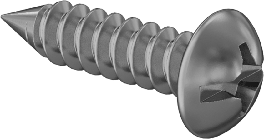 Kombine Yivli/Phillips Yuvarlak Başlı Vidalar, Sac Metal için, Pirinç, 10 Numaralı Boyut, 3/4" Uzunluk