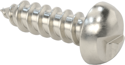 18-8 Paslanmaz Çelik Sac Metal için Tek Yönlü Vidalar, Yuvarlak Başlı, Numara 6 Boyut, 1/2" Uzunluk