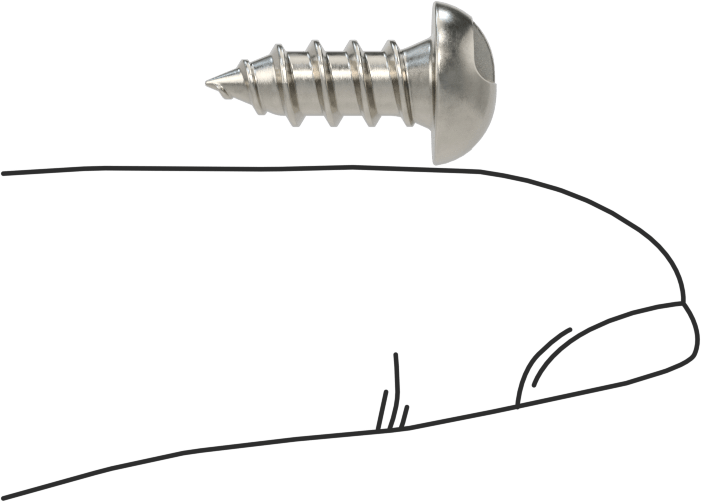 18-8 Paslanmaz Çelik Sac Metal için Tek Yönlü Vidalar, Yuvarlak Başlı, 10 Numaralı Boyut, 1/2" Uzunluk