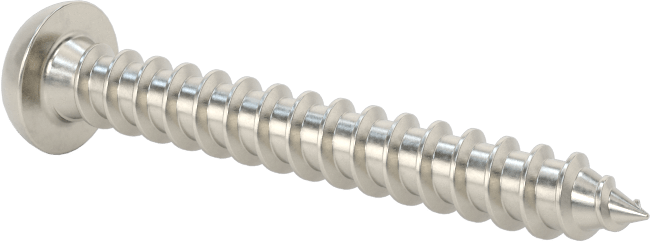 18-8 Paslanmaz Çelik Sac Metal için Tek Yönlü Vidalar, Yuvarlak Başlı, 10 Numaralı Boyut, 1-1/2" Uzunluk