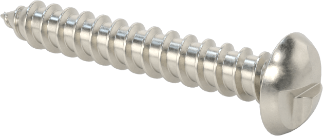 18-8 Paslanmaz Çelik Sac Metal için Tek Yönlü Vidalar, Yuvarlak Başlı, 12 Numaralı Boyut, 1-1/2" Uzunluk