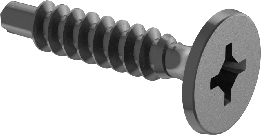 Metal Çerçeve için Alçıpan Vida Delme, Siyah Fosfatlı Çelik, Numara 6 Boyut, 3/4" Uzunluk
