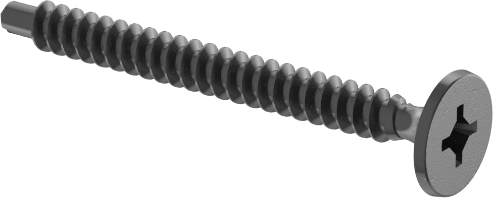 Metal Çerçeve için Alçıpan Vida Delme, Siyah Fosfatlı Çelik, Numara 6 Boyut, 1-1/2" Uzunluk