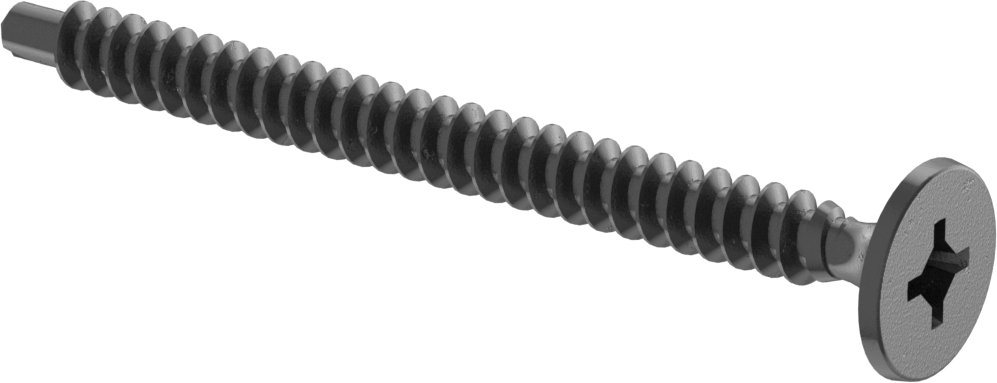 Metal Çerçeve için Alçıpan Vida Delme, Siyah Fosfatlı Çelik, Numara 6 Boyut, 1-3/4" Uzunluk