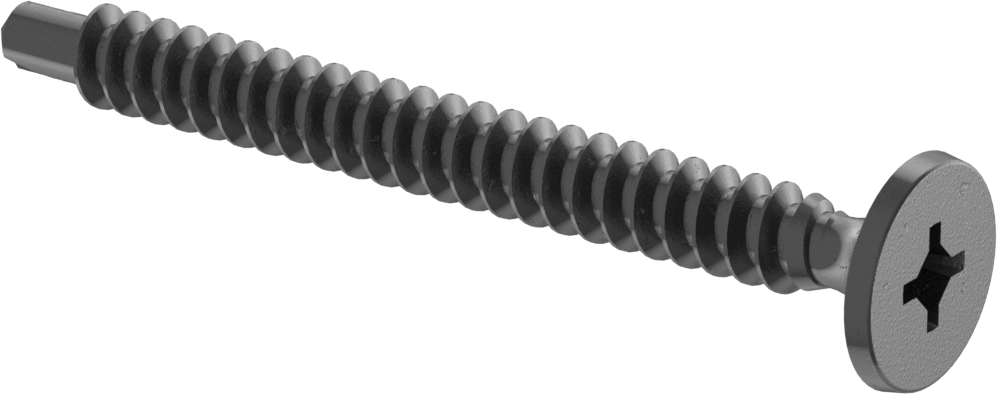 Metal Çerçeve için Alçıpan Vida Delme, Siyah Fosfatlı Çelik, Numara 8 Boyut, 1-3/4" Uzunluk