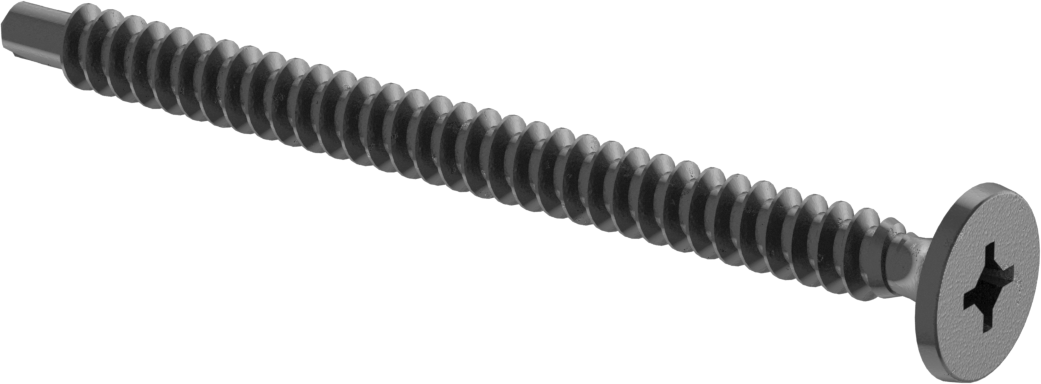 Metal Çerçeve için Alçıpan Vida Delme, Siyah Fosfatlı Çelik, Numara 8 Boyut, 2-1/4" Uzunluk
