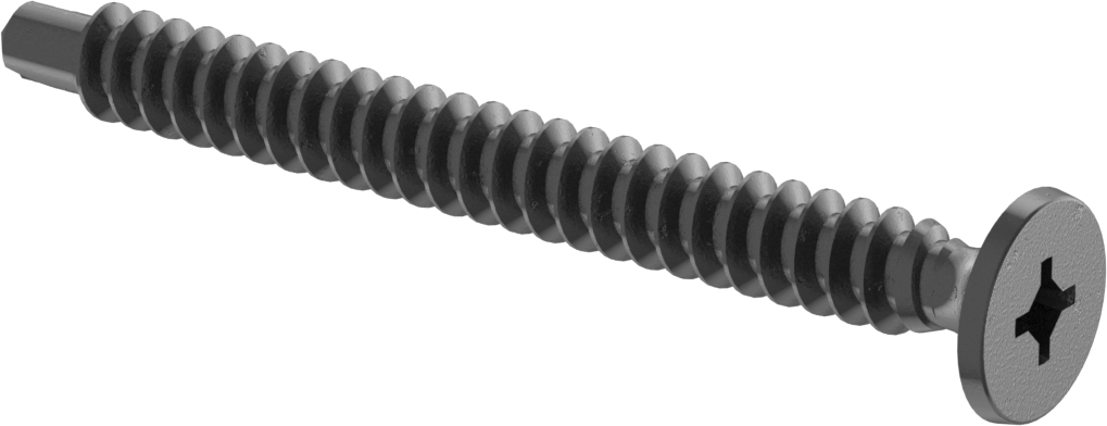 Metal Çerçeve için Alçıpan Vida Delme, Siyah Fosfatlı Çelik, 10 Numaralı Boyut, 2" Uzunluk
