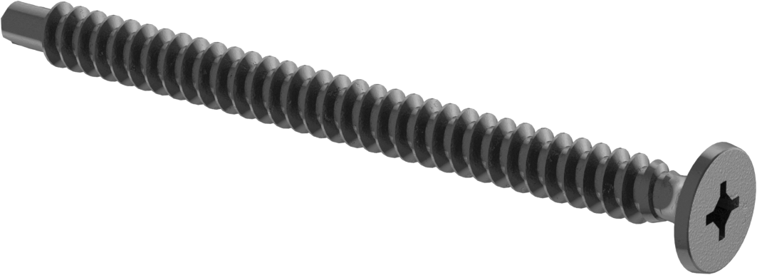 Metal Çerçeve için Alçıpan Vida Delme, Siyah Fosfatlı Çelik, 10 Numaralı Boyut, 2-1/2" Uzunluk