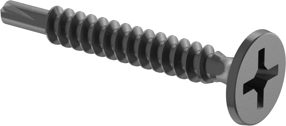 Metal Çerçeve için Alçıpan Vida Delme, Siyah Fosfatlı Çelik, Numara 6 Boyut, 1-1/8" Uzunluk