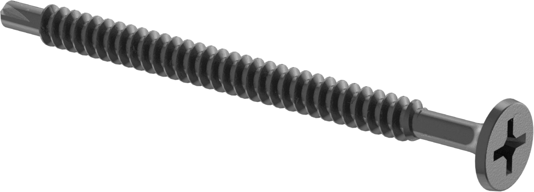 Metal Çerçeve için Alçıpan Vida Delme, Siyah Fosfatlı Çelik, Numara 8 Boyut, 2-3/8" Uzunluk
